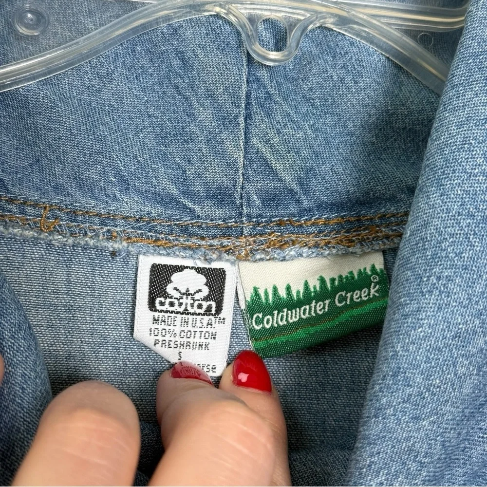 Vintage 90s Denim Maxi Dress Size Small Long Sleeve Coldwater Creek - Picture 9 of 10